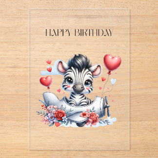 Zebra-Flugzeug-Geburtstag Acryleinladungen