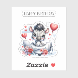 Zebra-Flugzeug-Geburtstag Aufkleber