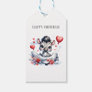 Zebra-Flugzeug-Geburtstag Geschenkanhänger