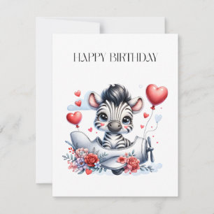 Zebra-Flugzeug-Geburtstag Mitteilungskarte