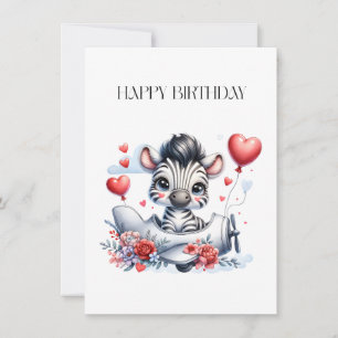 Zebra-Flugzeug-Geburtstag Mitteilungskarte