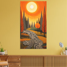 Zebra Fluss: Punktkunst Sonnenuntergang in der Wil