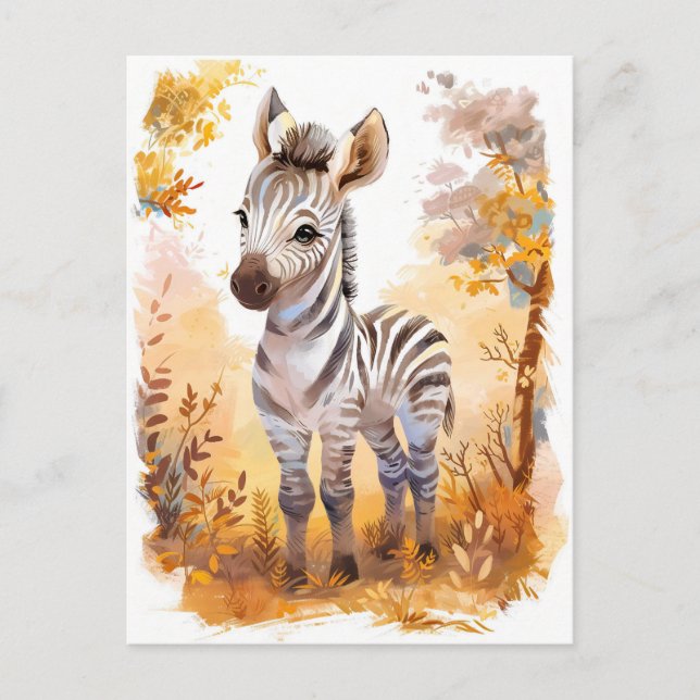 Zebra Foal im Herbst Grassland Feiertagspostkarte (Vorderseite)