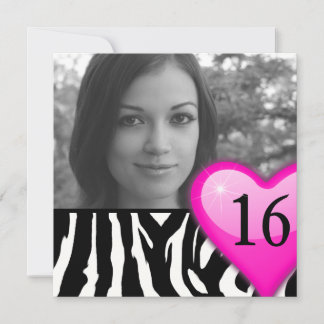 Zebra Foto 16 . Geburtstag Einladung