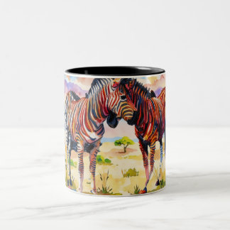 Zebra-Freunde in der Savanne Zweifarbige Tasse
