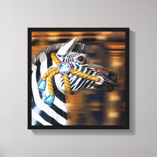 Zebra-fröhlich-gehen-runde Leinwand-Reihe 20 Leinwanddruck