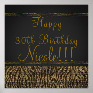 Zebra-Funkeln-Sequins-Glam-Party-Plakat- Banner Poster