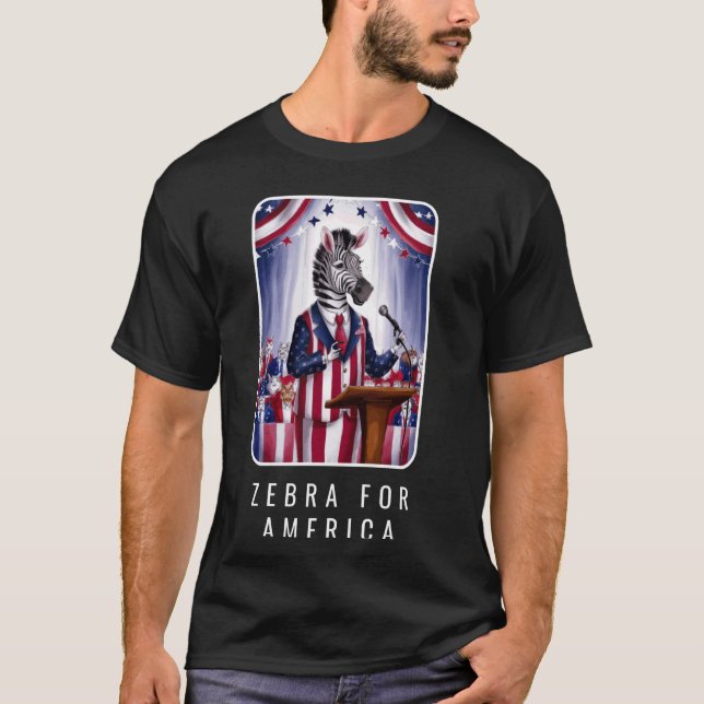 Zebra für Amerika Zebra bei Podium in US-Flag Outf T-Shirt (Vorderseite)