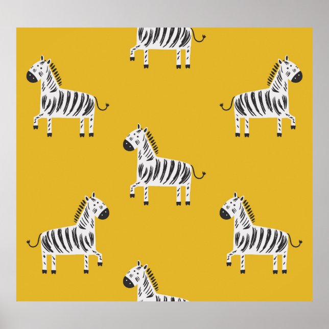 Zebra für Kinder: Nahtloses Muster Poster (Vorne)