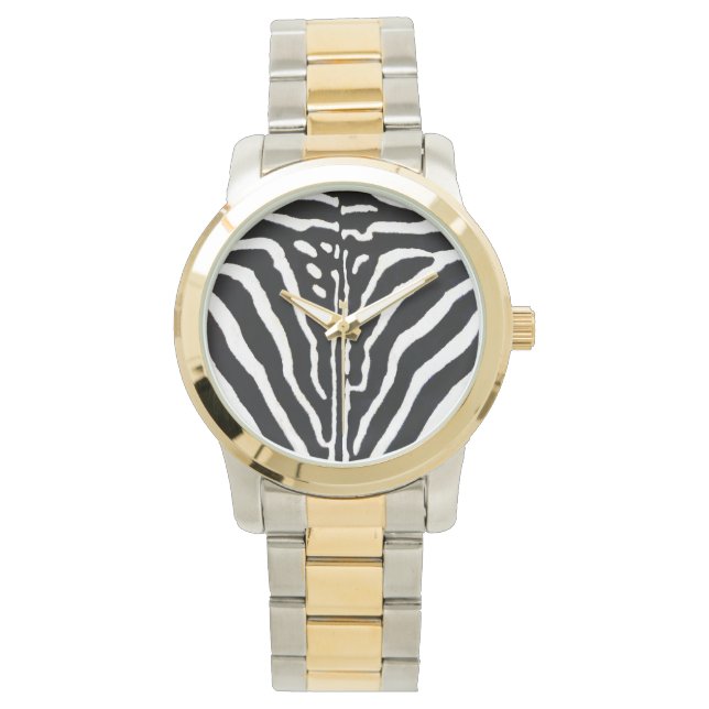Zebra Fur Print Armbanduhr (Vorderseite)