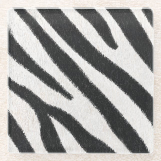 Zebra Fur Realistische Tierdruckexotie Glasuntersetzer (Vorderseite)