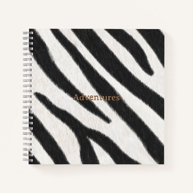 Zebra Fur Realistischer Tierdruck Personalisiert Notizbuch (Vorderseite)