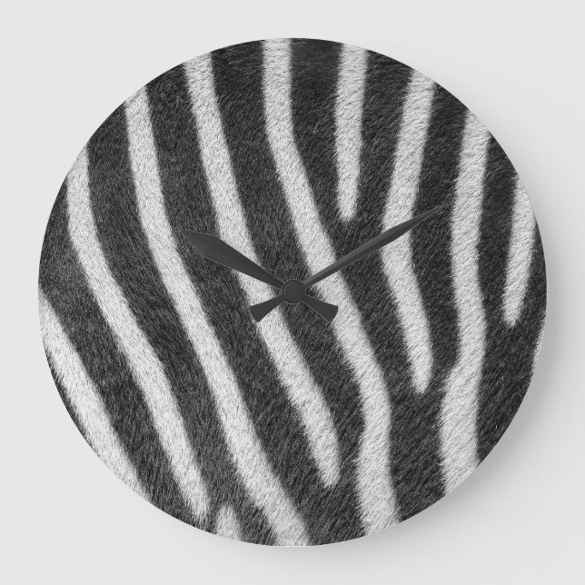 Zebra Fur Tiermuster Große Wanduhr (Vorderseite)