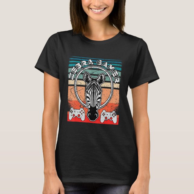 Zebra Gamer Can't Hear You I'm Gaming Zebra Gamer  T-Shirt (Vorderseite)