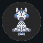 Zebra Gamer Playing Video Game with Controller  Runder Aufkleber<br><div class="desc">Zebra Gamer Playing Video Game with Controller Gift. Perfect gift for your dad,  mom,  papa,  men,  women,  friend and family members on Thanksgiving Day,  Christmas Day,  Mothers Day,  Fathers Day,  4th of July,  1776 Independent day,  Veterans Day,  Halloween Day,  Patrick's Day</div>