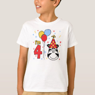 Zebra-Gesichts-4. Geburtstag T-Shirt