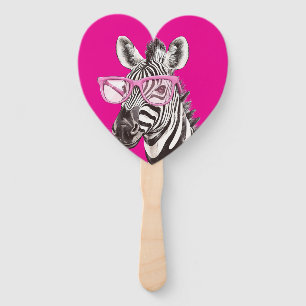 Zebra & Giraffe mit Pink Glasses Favoriten Fächer