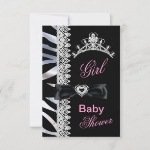 Zebra Girl Baby Dusche Princess Tiara Einladung