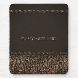 Zebra Glanz Braun Gold Glam Chic Elegant Bling Mousepad