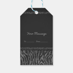 Zebra Glanz Silber Schwarz Glam Chic Partygeschenk Geschenkanhänger