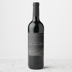 Zebra Glanz Silber und Schwarz Glam Chic Wein Etik Weinetikett