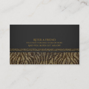 Zebra Glitz Pailletten Glam Chic Empfehlen Sie ein Empfehlungskarte