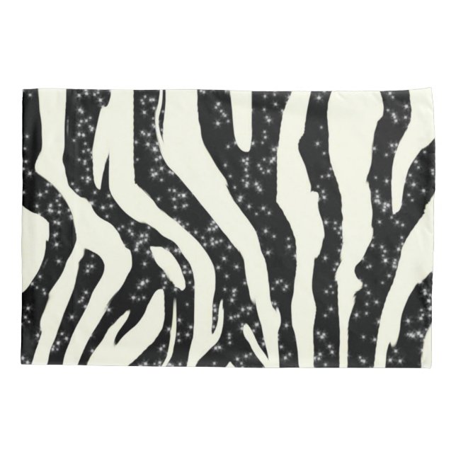 Zebra-Glitzer-Streifen-Tierdruck Kissenbezug (Rückseite)