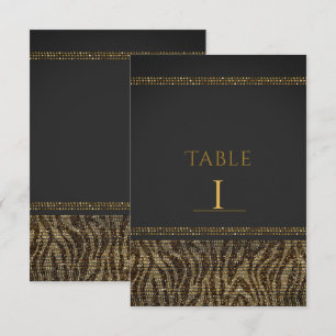 Zebra Glitzernde Pailletten Glam Chic Tischnummern