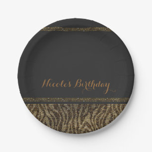Zebra Glitzersequins Glam Chic Moderne Party Pappteller