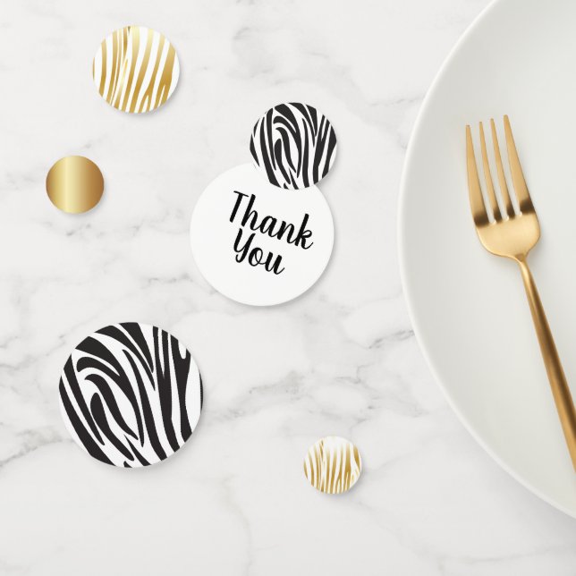 Zebra Gold & Black Stripes Muster Trenddesign Konfetti (Gruppe)