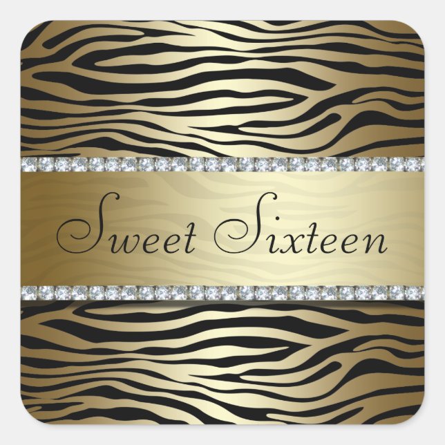 Zebra Gold Print mit Imitate Juwelen Sticker (Vorderseite)