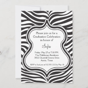 Zebra Graduation Invitation noir et blanc