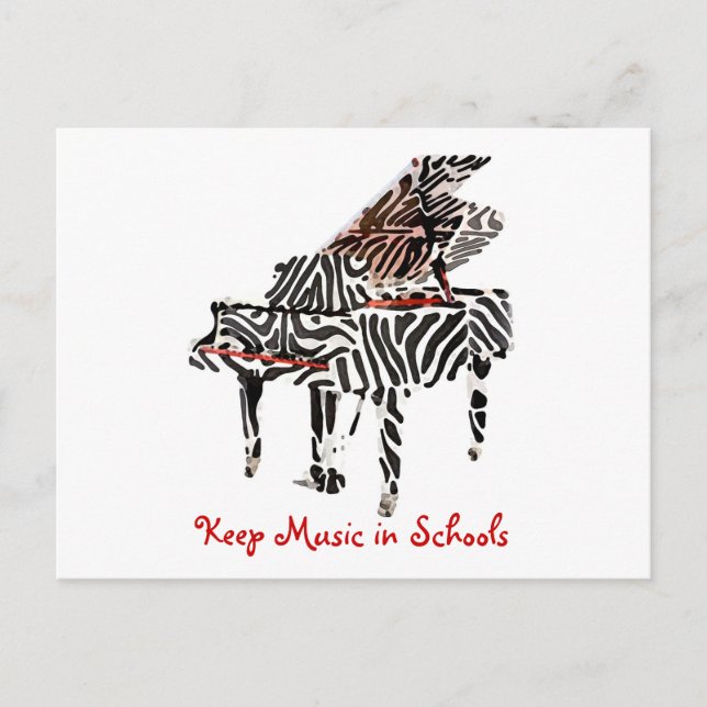 Zebra Grand Piano ~ Postkarte / Einladung (Vorderseite)