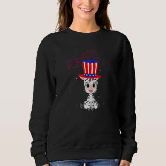 Zebra Graphic Red White Blue Fireworks Dekoration Sweatshirt