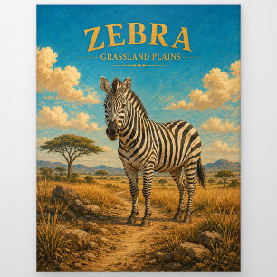 Zebra Grasland Ebenen Aquarell GeoSaga Postkarte