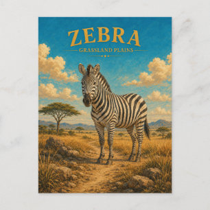 Zebra Grasland Ebenen Aquarell GeoSaga Postkarte