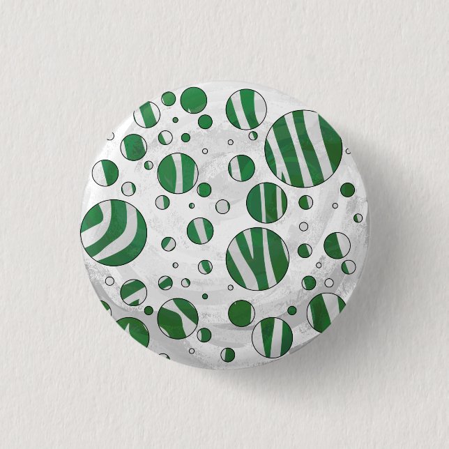 Zebra Green und White Polka Dot Button (Vorderseite)