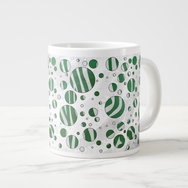 Zebra Green und White Polka Dot Jumbo-Tasse (Vorderseite Rechts)