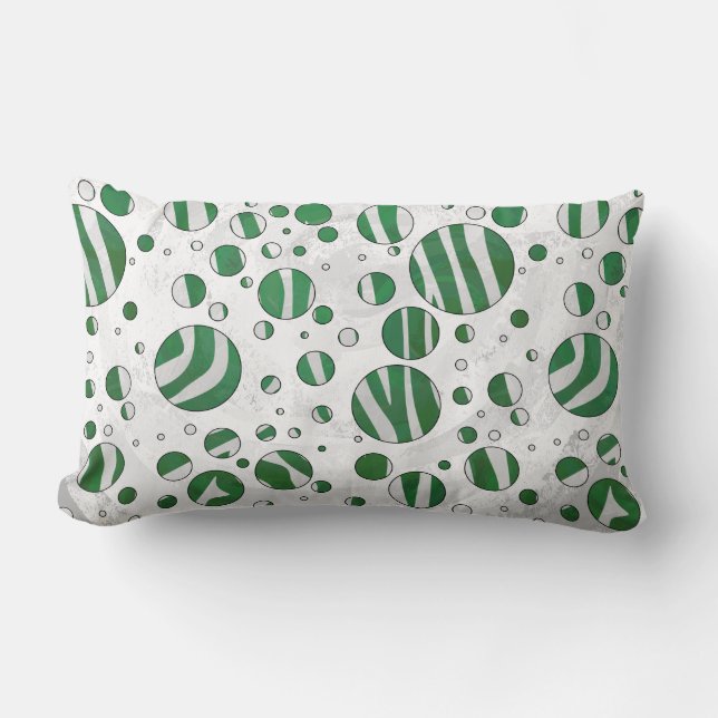 Zebra Green und White Polka Dot Lendenkissen (Vorderseite)