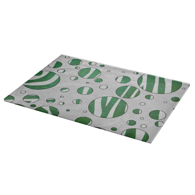 Zebra Green und White Polka Dot Schneidebrett (Ecke)