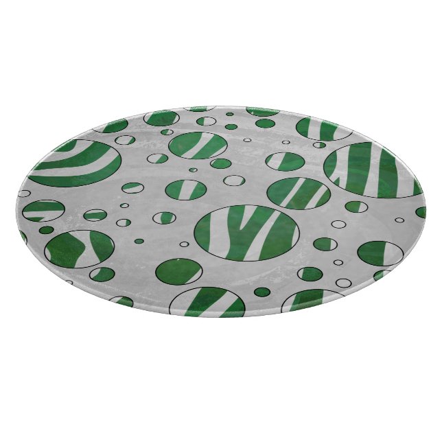 Zebra Green und White Polka Dot Schneidebrett (Ecke)