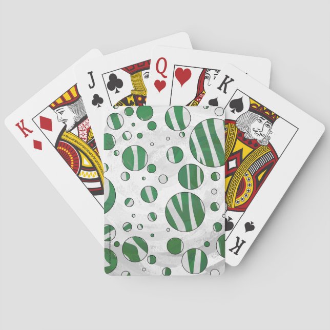 Zebra Green und White Polka Dot Spielkarten (Rückseite)