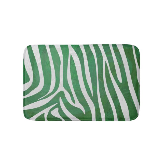 Zebra Green und White Print Badematte (Vorderseite)