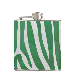 Zebra Green und White Print Flachmann