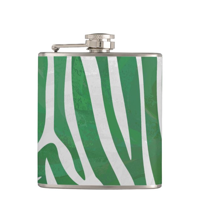 Zebra Green und White Print Flachmann (Vorderseite)