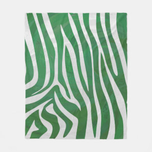 Zebra Green und White Print Fleecedecke