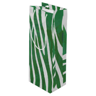 Zebra Green und White Print Geschenktüte Für Weinflaschen