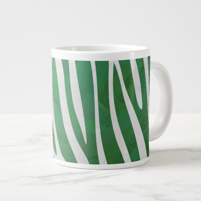 Zebra Green und White Print Jumbo-Tasse (Vorderseite Rechts)