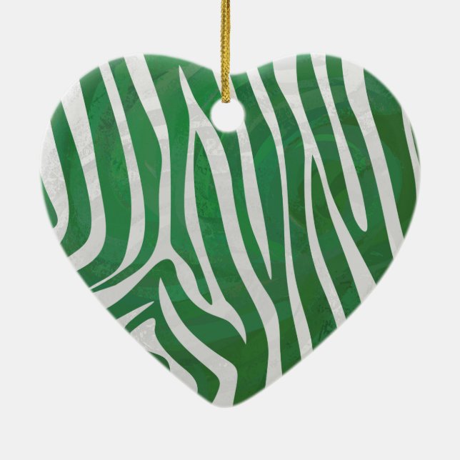 Zebra Green und White Print Keramikornament (Hinten)