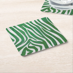 Zebra Green und White Print Rechteckiger Pappuntersetzer